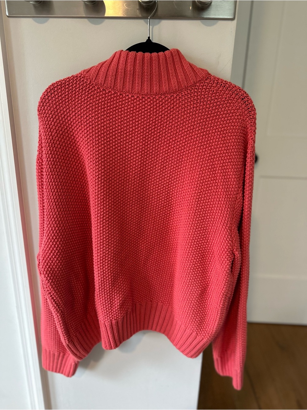 Alice Walk Coral Cotton Chunky Knit Cardigan Sweater Size L Made in Peru - Picture 7 of 7